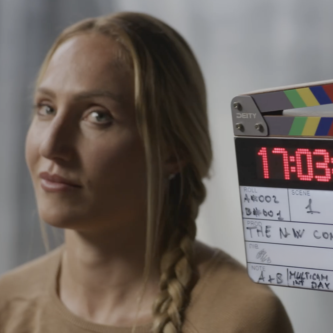 ENI Milano Cortina - Francesca Lollobrigida sul set con il ciak