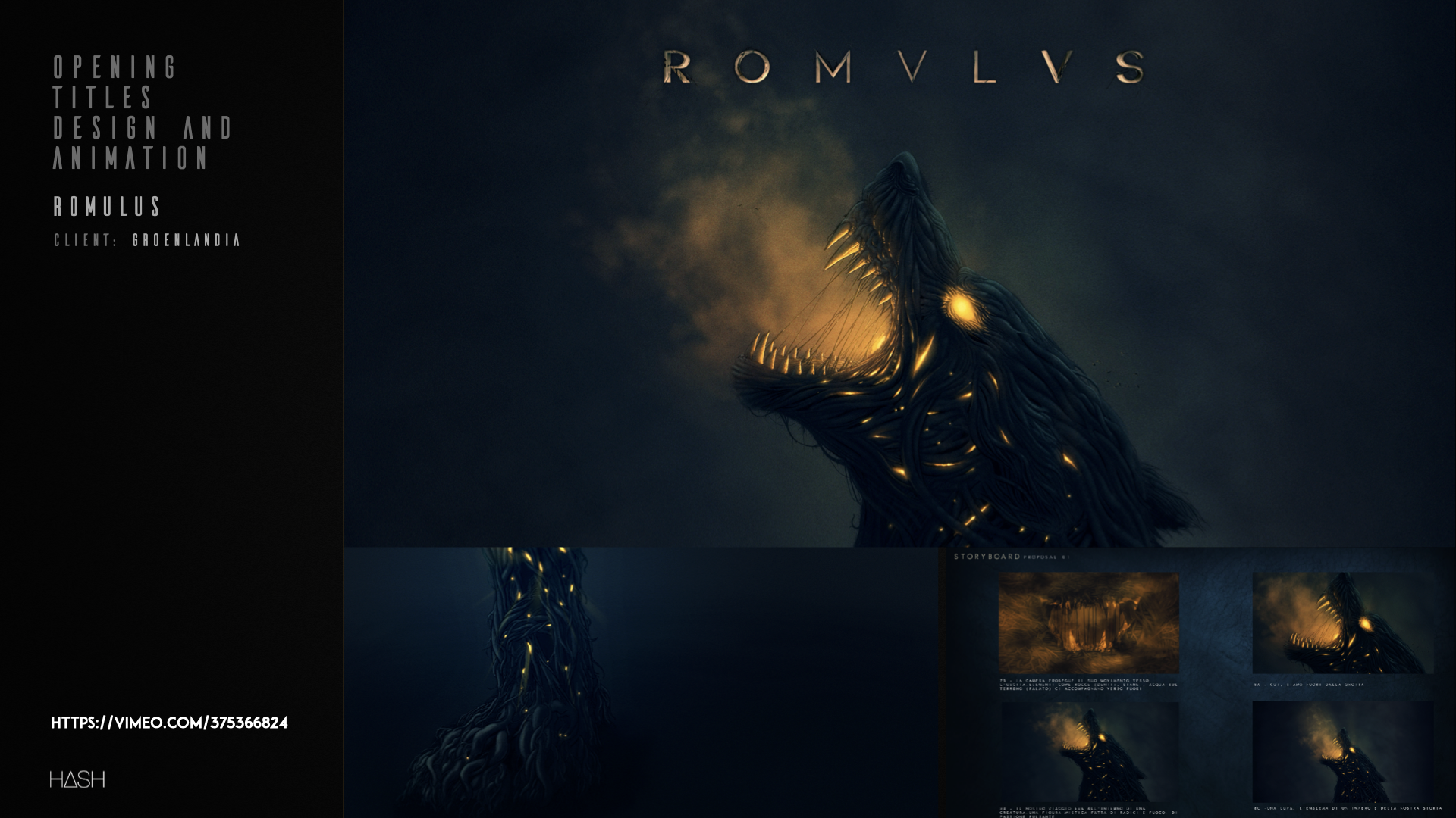 ROMULUS - OPENING TITLES, DESIGN AND STORYBOARD STUDIES